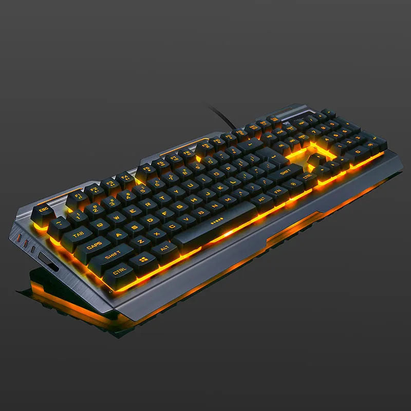 Wired gaming keyboard and mouse set with USB connection and backlight support in tricolour rainbow option