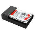 Black plastic hard disk box for 2.5-inch and 3.5-inch SATA drives with included data cable