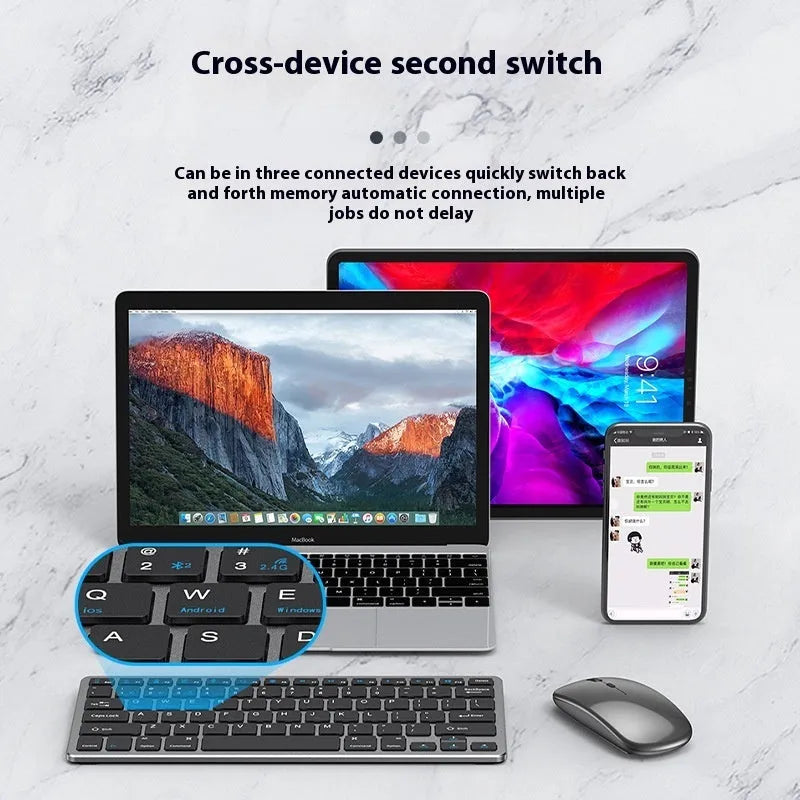 Ultra-thin wireless keyboard and mouse suit with rechargeable battery in black colour