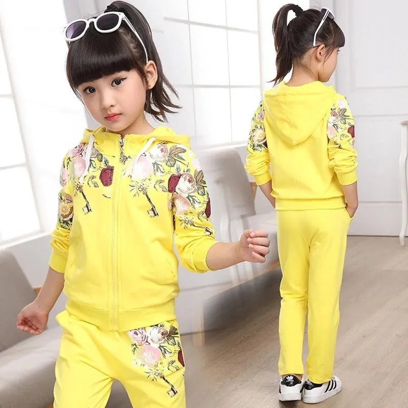 Boys' hooded tracksuit two-piece set in pink, red or yellow colours