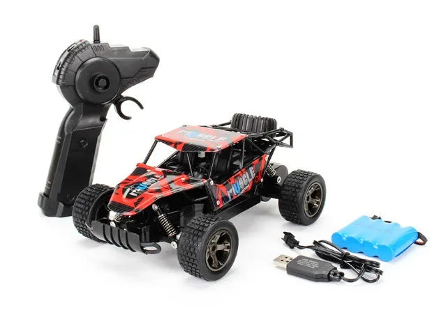 Blue 1:18 scale remote control off-road drift car with 2.4G transmitter