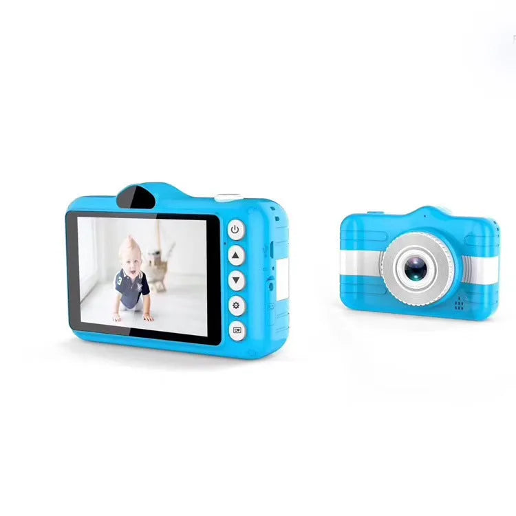 sky blue cartoon digital camera with 3.5 inch screen and anti-fall silicone case