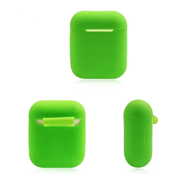 Soft silicone protective case for Bluetooth headphones in various colours on a grey background.