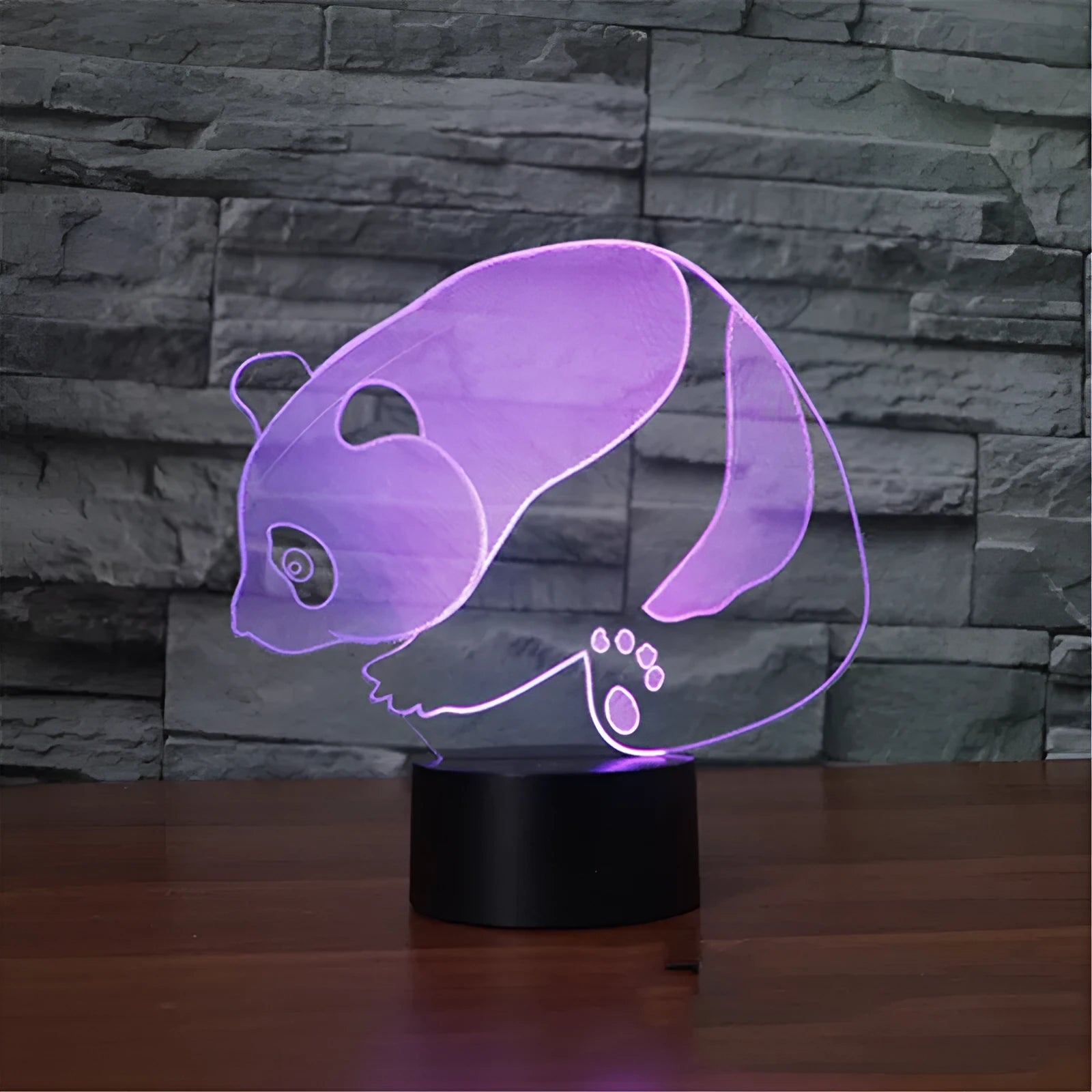 Remote control 3D LED lamp with black acrylic lampshade on a table, USB powered, touch and remote control
