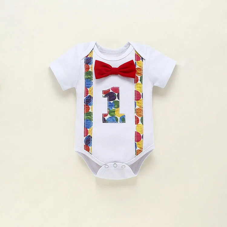 Cotton baby romper summer shorts with dinosaur pattern in blue and green colours