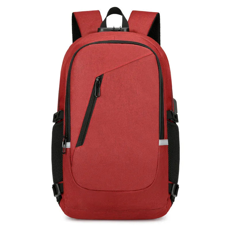 Oxford cloth computer backpack with street trend style showing 20-35L capacity and grey colour option