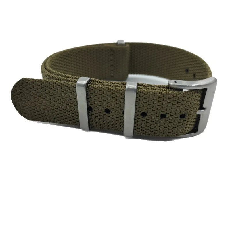Nylon integrated watch strap in multiple colours showing 20mm and 22mm width options.