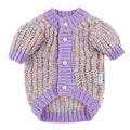 Purple dog cardigan sweater for large breeds in soft polyester fabric