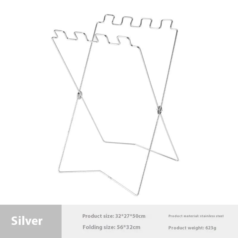 Stainless steel camping garbage bag bracket in Korean style design shown in black colour