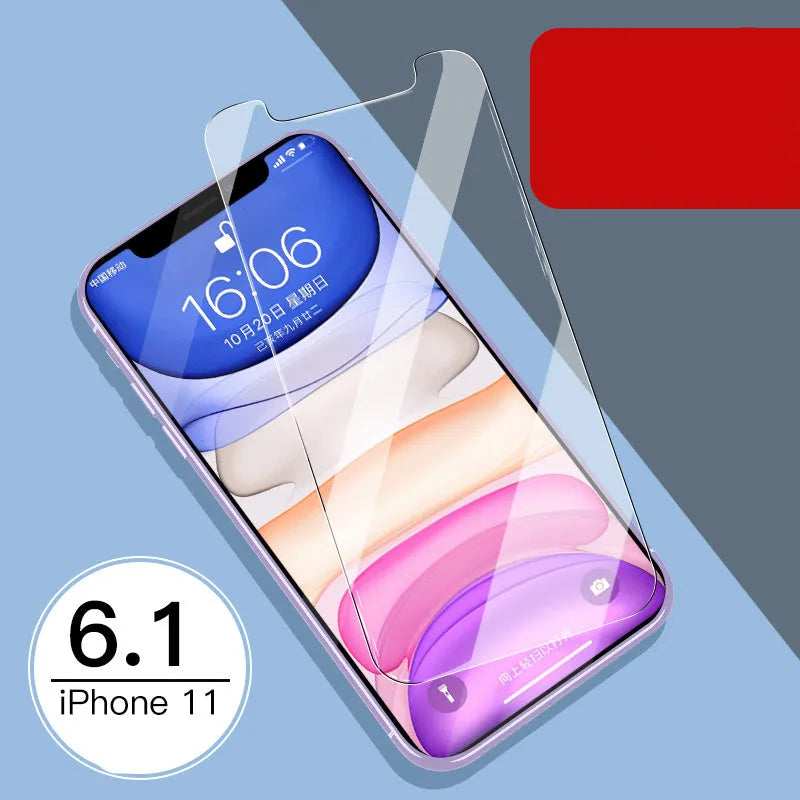 iPhone 11 Pro Max tempered glass screen protector with rear film and front film options.