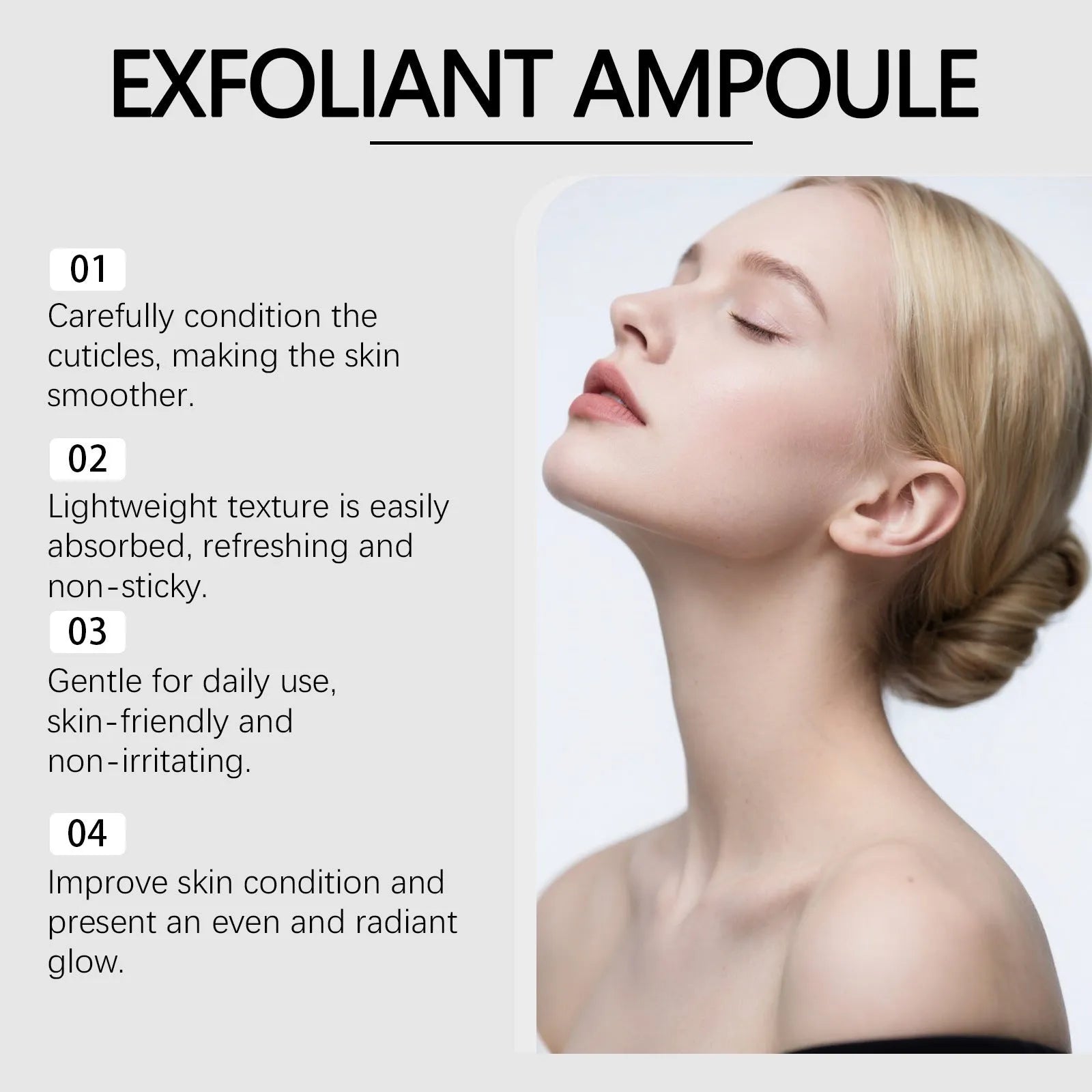 80ml bottle of exfoliating and moisturising facial liquid with hyaluronic acid and salicylic acid
