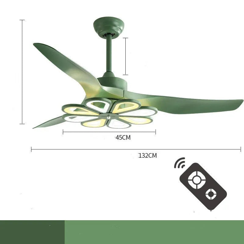 Nordic modern ceiling fan light 52 inch with LED remote control black finish