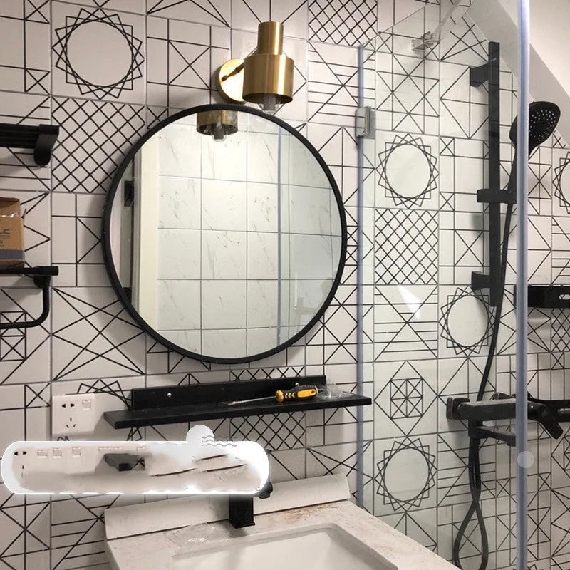 Round iron wall hanging bathroom mirror in black, gold or white colour