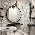Round iron wall hanging bathroom mirror in black, gold or white colour
