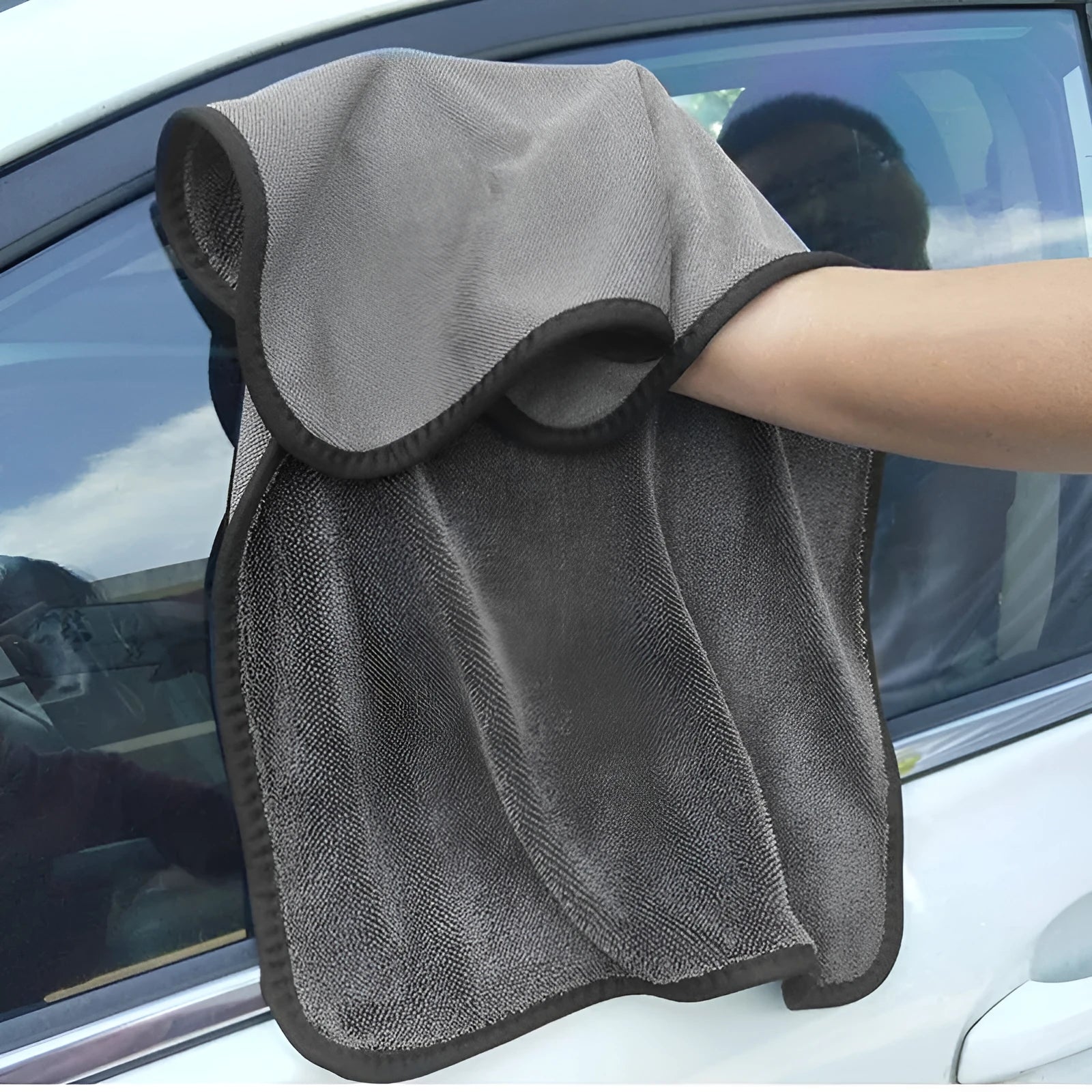 Grey 40x40cm microfiber car wash towel for automotive drying