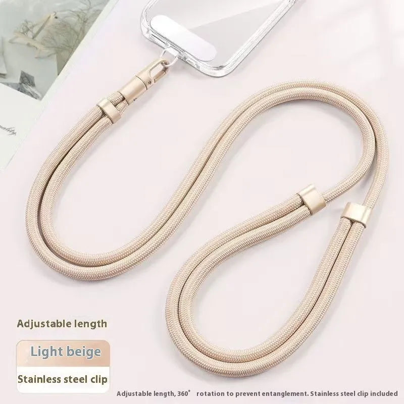 Adjustable short polyester mobile phone lanyard with anti-theft clip in nine colours
