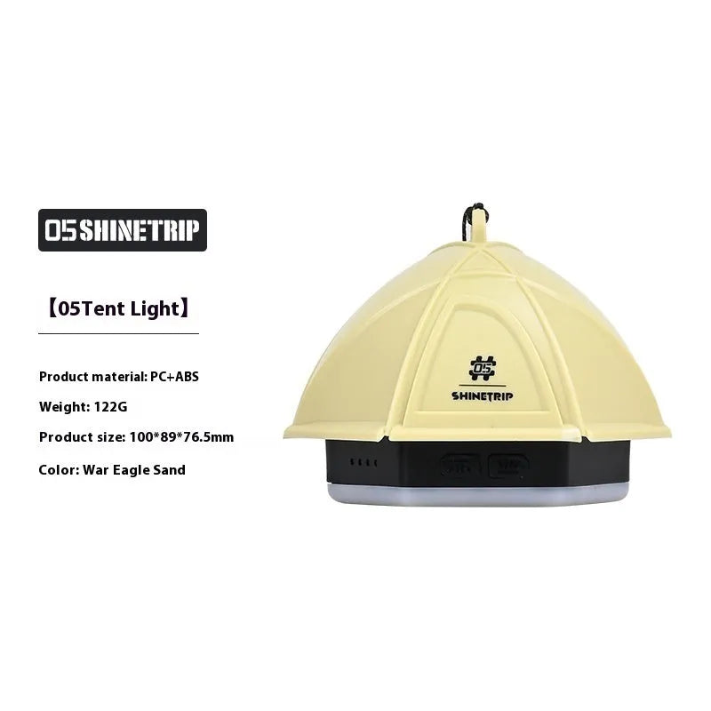 Camping tent light with analog brightness dial in dark green, Warhawk Sand or slightly smoky grey colour options