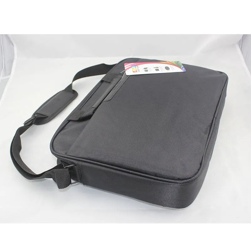 Black nylon laptop bag for 15.6 inch notebook with shoulder strap and computer pocket
