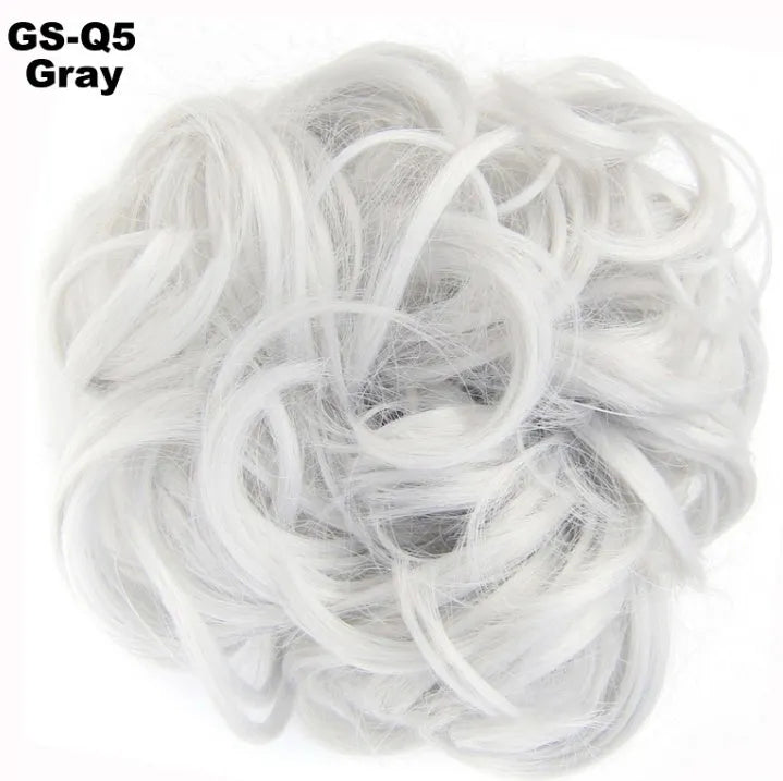 Fluffy drawstring curly hair bun ring set in 1B style with chemical fibre construction, popular in Europe Japan South Korea for women