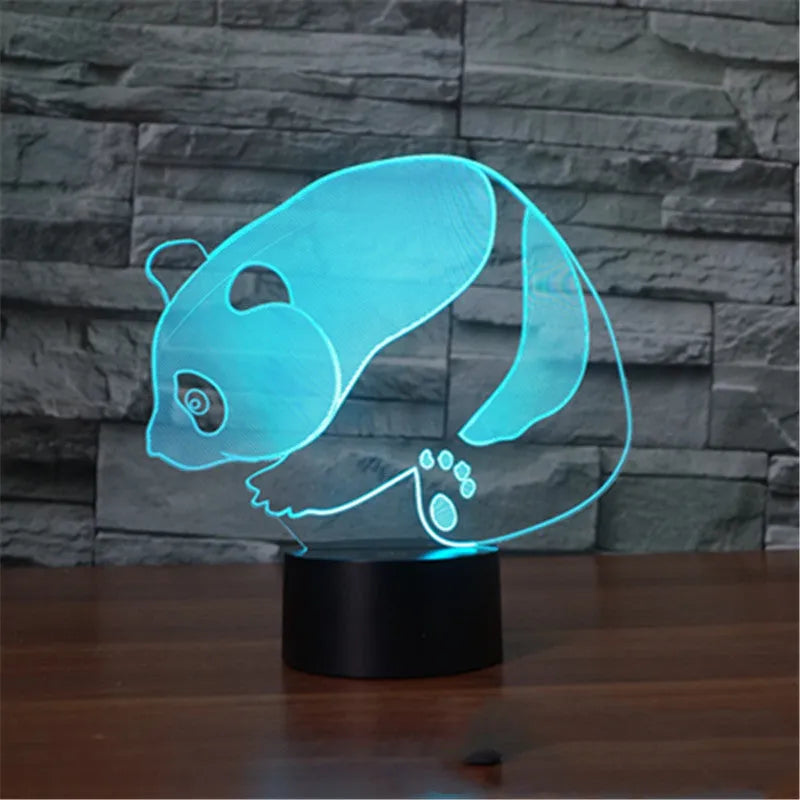 Remote control 3D LED lamp with black acrylic lampshade on a table, USB powered, touch and remote control