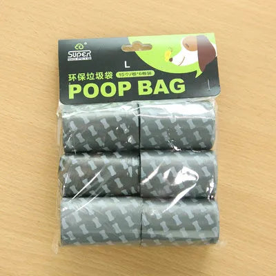 Foldable dog pooper scooper with one-handed grip and biodegradable bag roll in blue