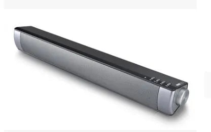 Echo Wall Sound Bar with Bluetooth, FM radio, and remote control in black finish, measuring 420mm length