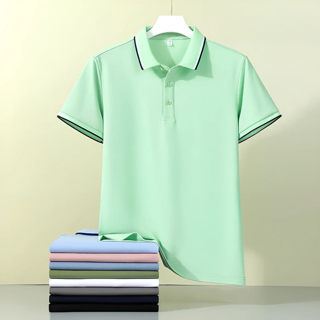 Men's and women's cotton lapel polo in solid colour, short sleeves, loose fit, available in multiple shades
