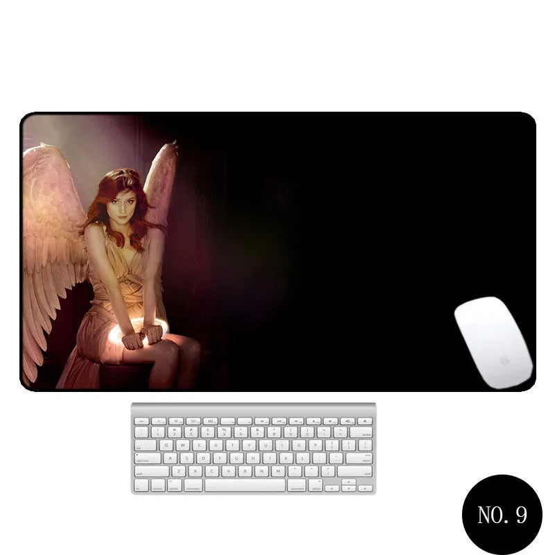 Angel pattern large non-slip mouse pad 300x600mm rubber cloth desk mat with thermal transfer design