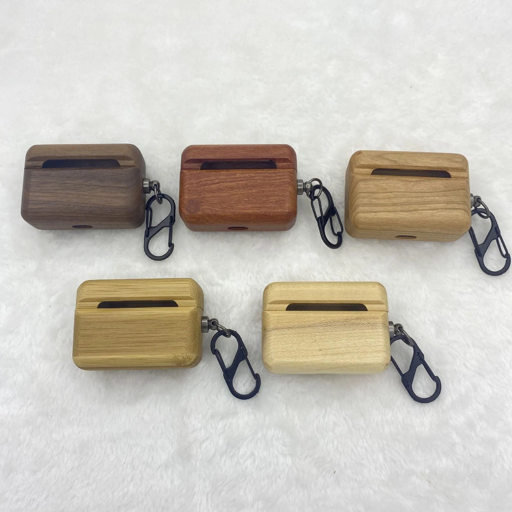 Wooden earphone shell back cover for AirPods Pro and AirPods 3 generation in natural wood finish