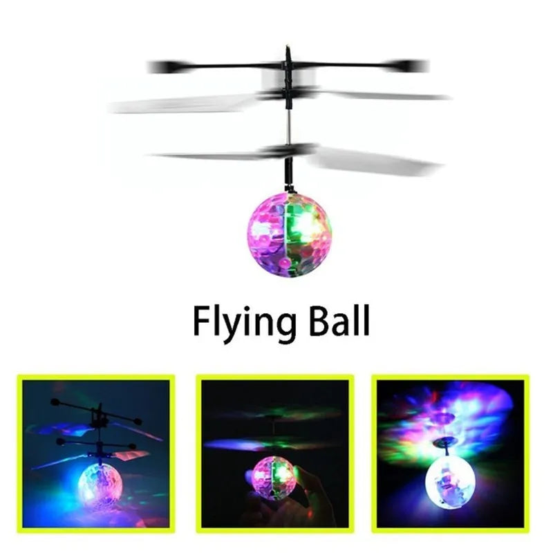Infrared induction control LED magic flying ball with flashing lights in football design colour variant