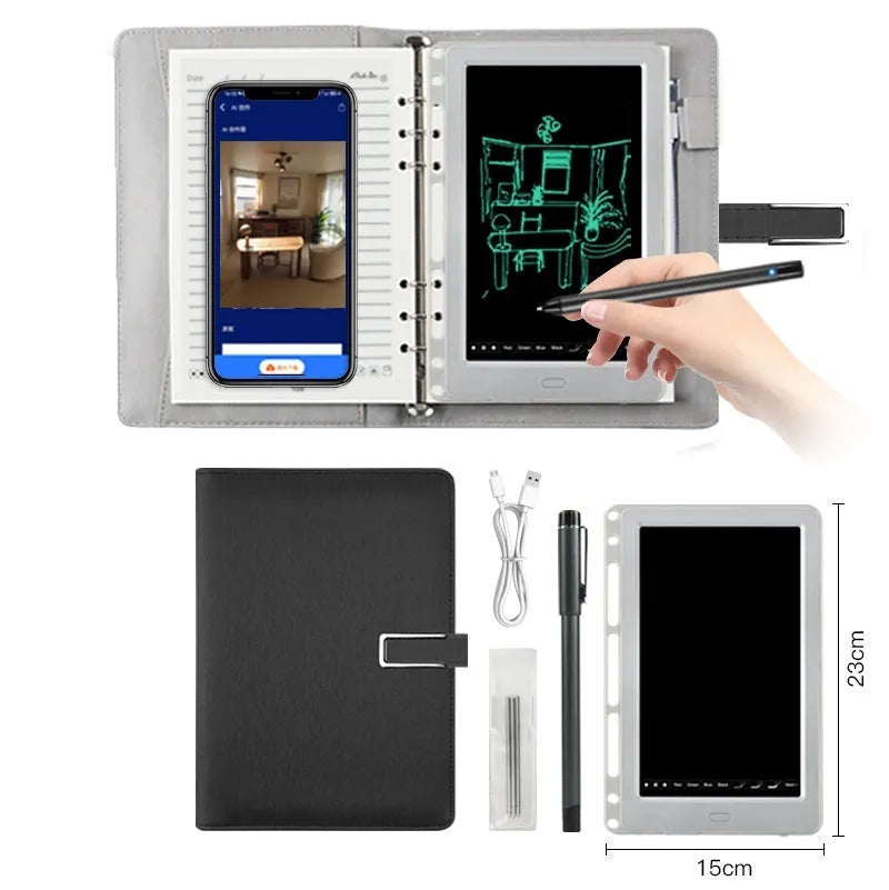 85-inch electronic writing pad with smart pen in stitching appearance design, available in black, dark blue and sky blue