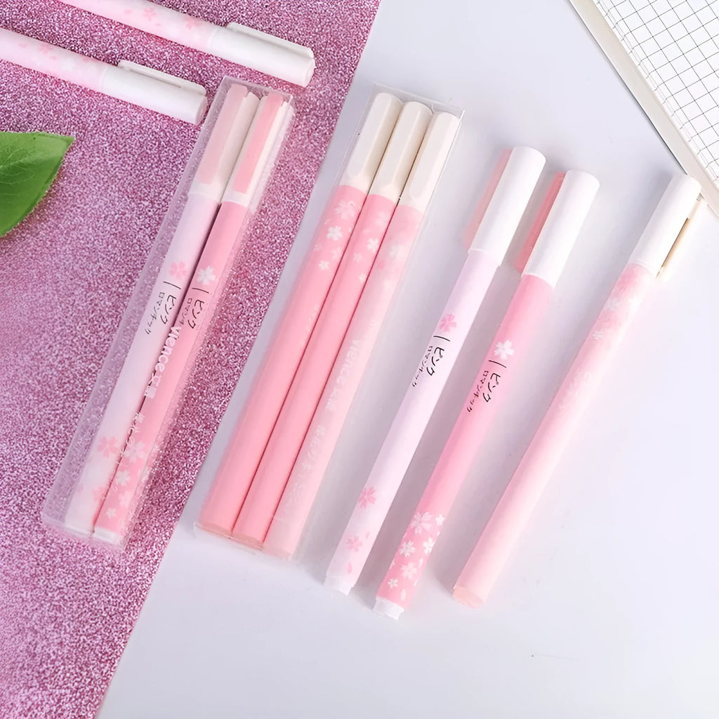 Sakura gel pen set showing 0.38mm and 0.5mm tip sizes in boxed presentation with plastic barrels