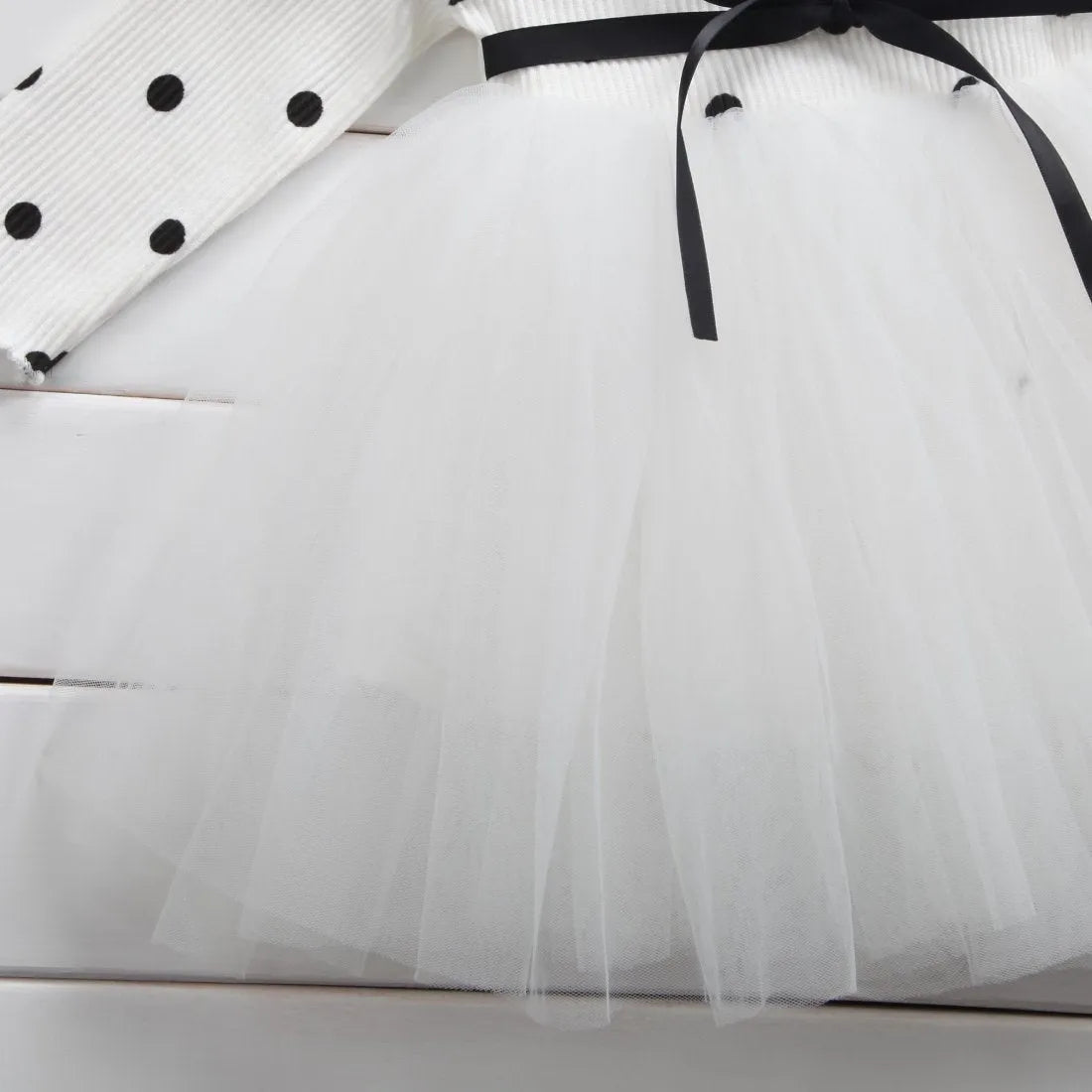 Baby girls long sleeve lace tutu dress in black, pink or white for christenings and birthdays