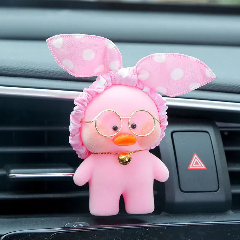 Kawaii cafe duck toy cartoon cute car decor animal doll with headband, 8-10cm soft plush