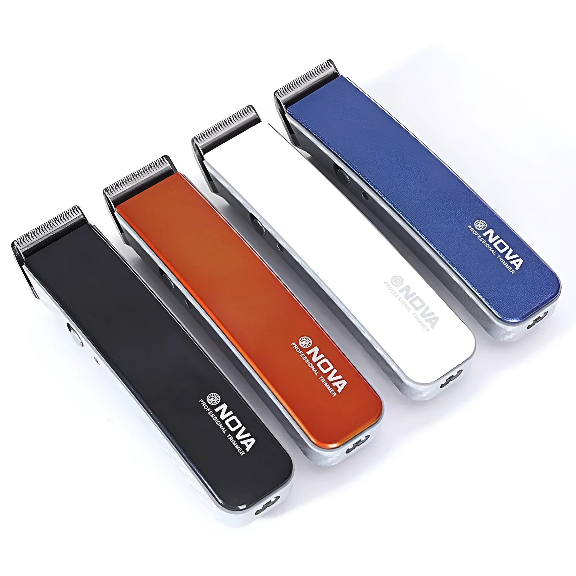 Black electric hair clipper with removable blade head on a white background.