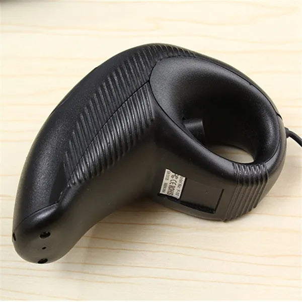 Black wireless trackball mouse with six buttons and ergonomic design