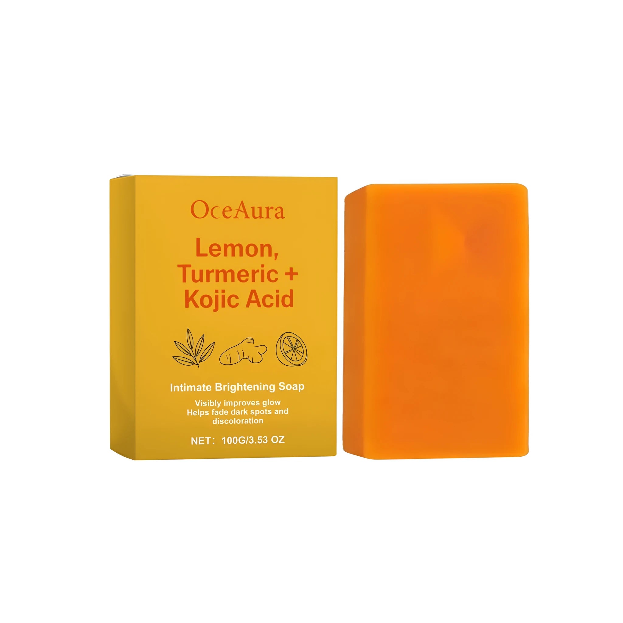 Private Skin Brightening Soap bar 100g with natural ingredients on white background