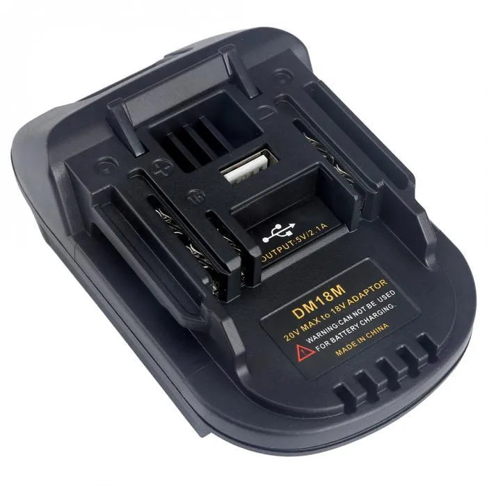 Black Milwaukee to Makita battery power adaptor converter for DM18M and H99F models