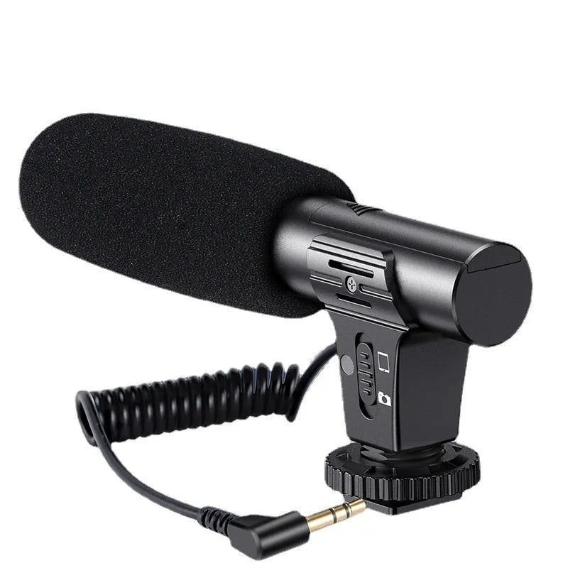 Black video recording microphone for mobile phones