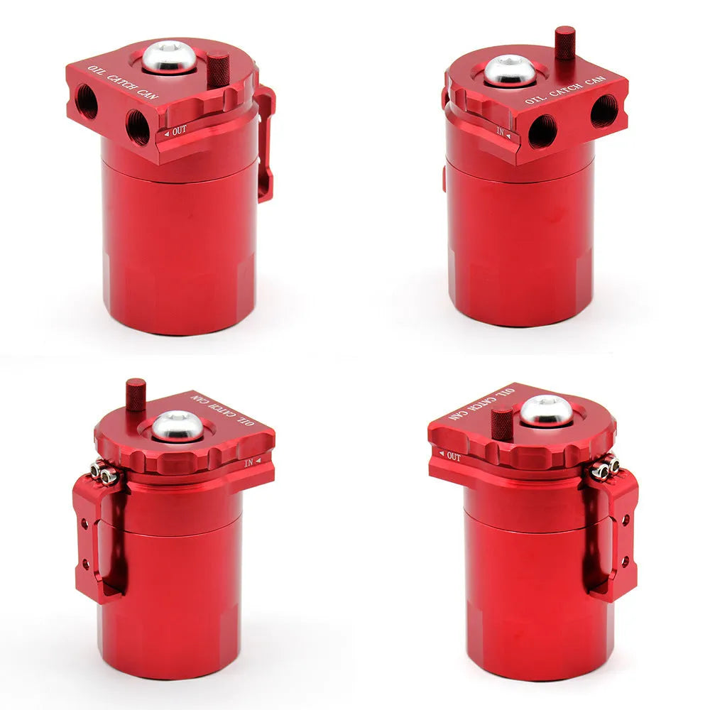 Aluminium alloy car engine oil breathable pot in red, blue, black, and silver colour options.