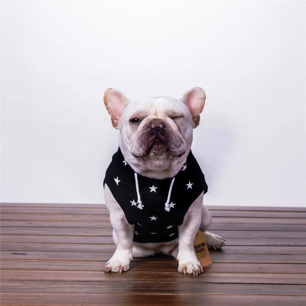 Printed black cotton pet clothes casual sweater for dogs and cats