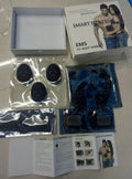 Black smart rechargeable abdominal patch with EMS technology and push-button controls