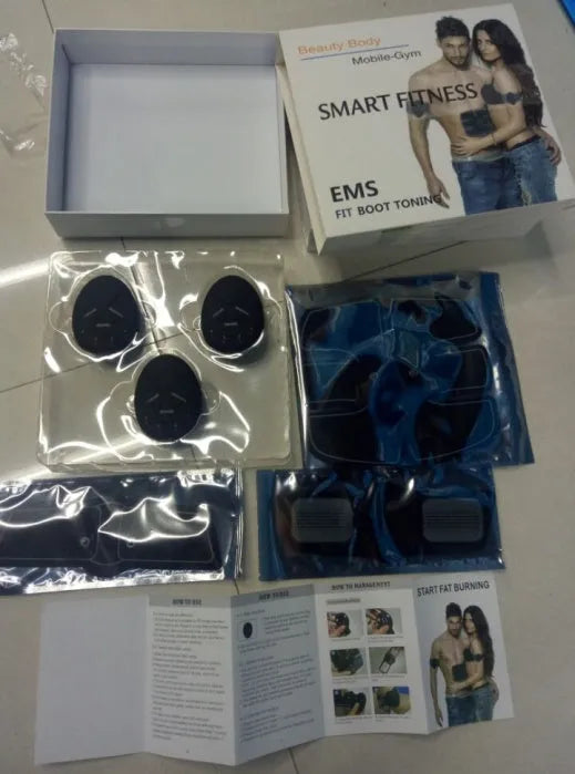Black smart rechargeable abdominal patch with EMS technology and push-button controls