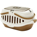 Macaron PP resin portable small pet carrying basket in blue with handle and anti-stepping design