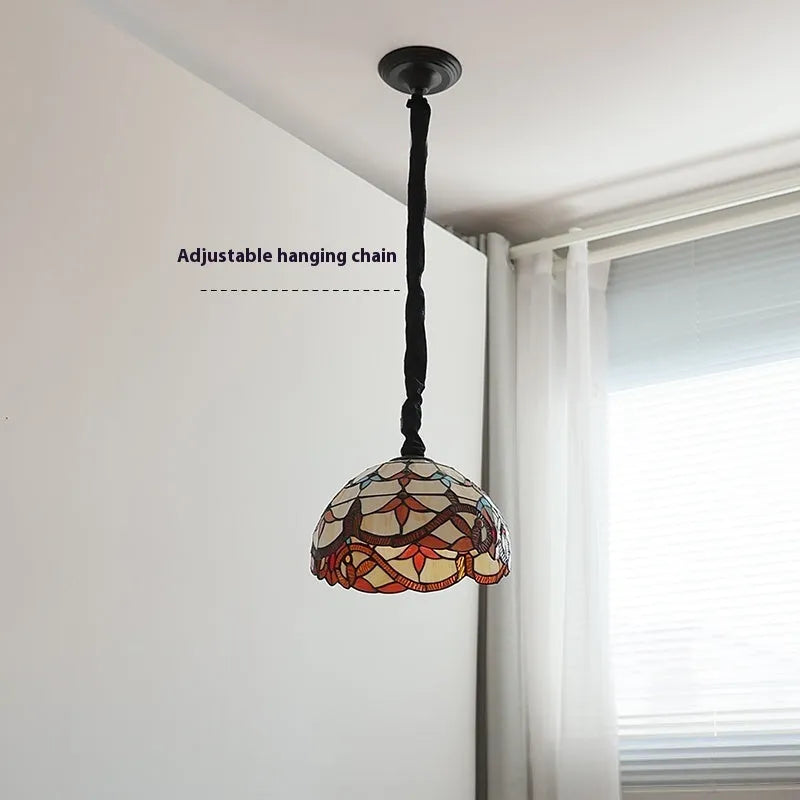 MD-1027 Mediterranean pendant lamp with hand-woven glass shade and ABS body for bedroom or dining room