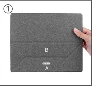 Blue portable laptop cooling bracket showing foldable design with anti-slip surface