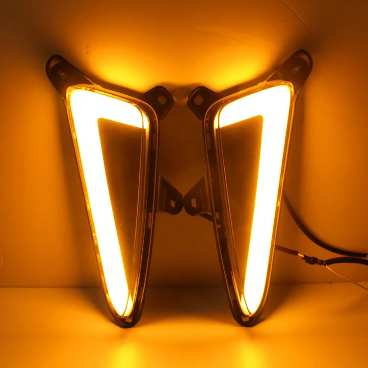 LED daytime running lights fog lights modified yellow light steering for 17 Toyota C-HR close up