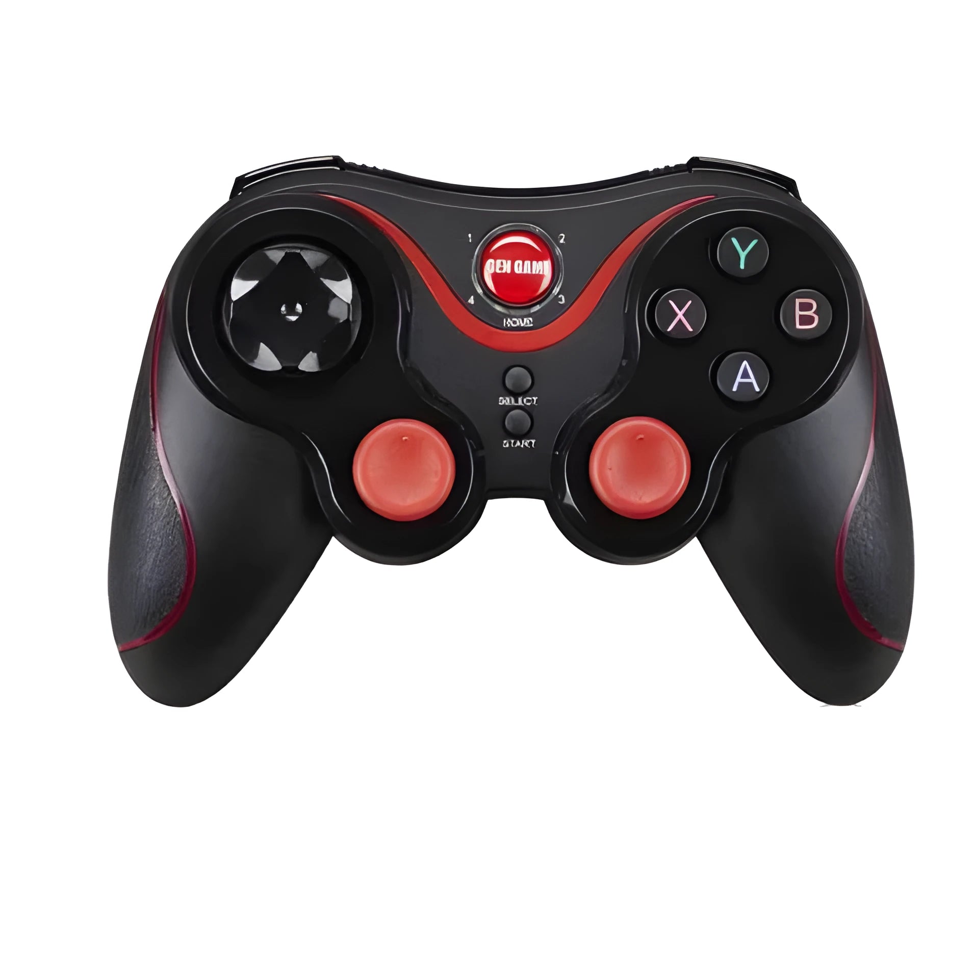 Black and white X3 version wireless Bluetooth game controller for Android phones with mobile phone clip.