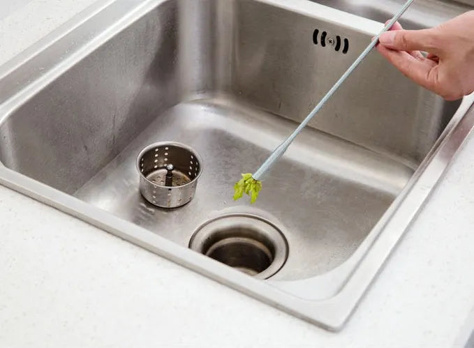 Sewer dredge spring pipe cleaning tool for kitchen sink drains in multiple colour options