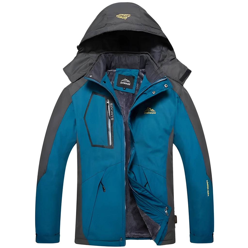 Men's Harsh Winter Jacket with Fleece Lining 3000mm Waterproof UV Resistant Warm Wear Resistant Artificial Fur Collar Available in Red Black Denim Blue Army Green Colour Blue Sizes L to 5XL